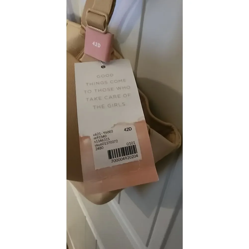 NWT Cacique 42D Comfort Bliss Plunge Multi-Way Strapless Bra Nude